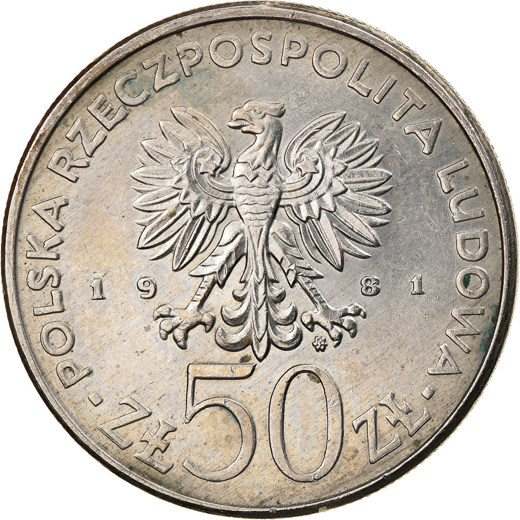 Coin, Poland, 50 Zlotych, 1981, Warsaw, AU(50-53), Copper-nickel, KM:127