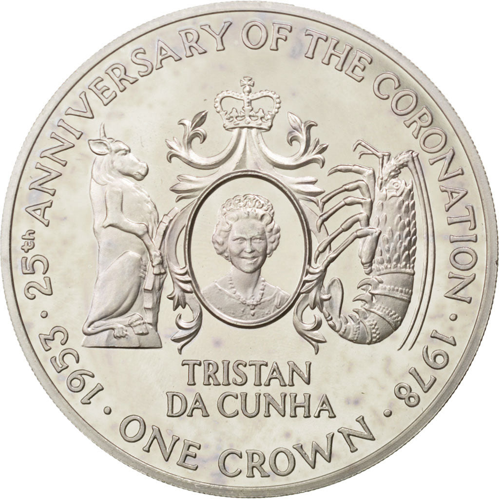 TRISTAN DA CUNHA, Crown, 1978, Pobjoy Mint, KM #2a, MS(63), Silver, 38.5, 28.66