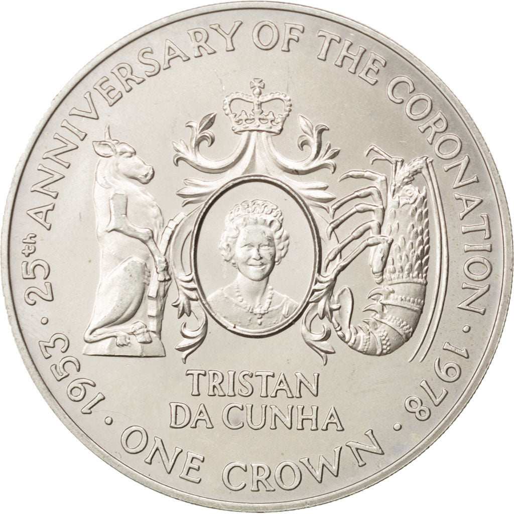 Coin, Tristan Da Cunha, Elizabeth II, Crown, 1978, MS(63), Silver, KM:2a