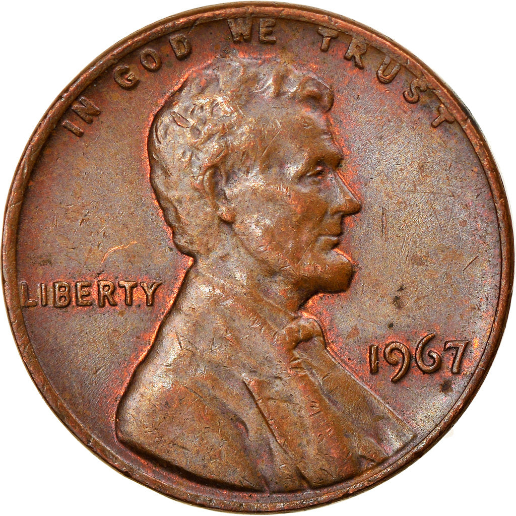 Moneta, Stati Uniti, Lincoln Cent, 1967, Philadelphia, BB, Ottone, KM:201