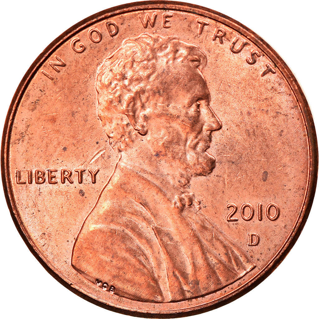 Coin, United States, Lincoln Cent,  2010, Denver, AU(55-58), Brass, KM:468
