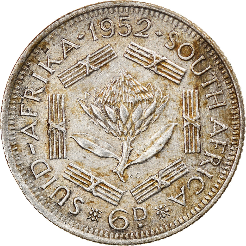 Monnaie, Afrique du Sud, George VI, 6 Pence, 1952, TTB, Argent, KM:36.2