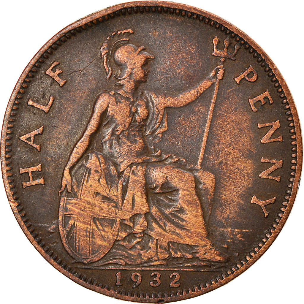 Moneta, Gran Bretagna, George V, 1/2 Penny, 1932, MB+, Bronzo, KM:837