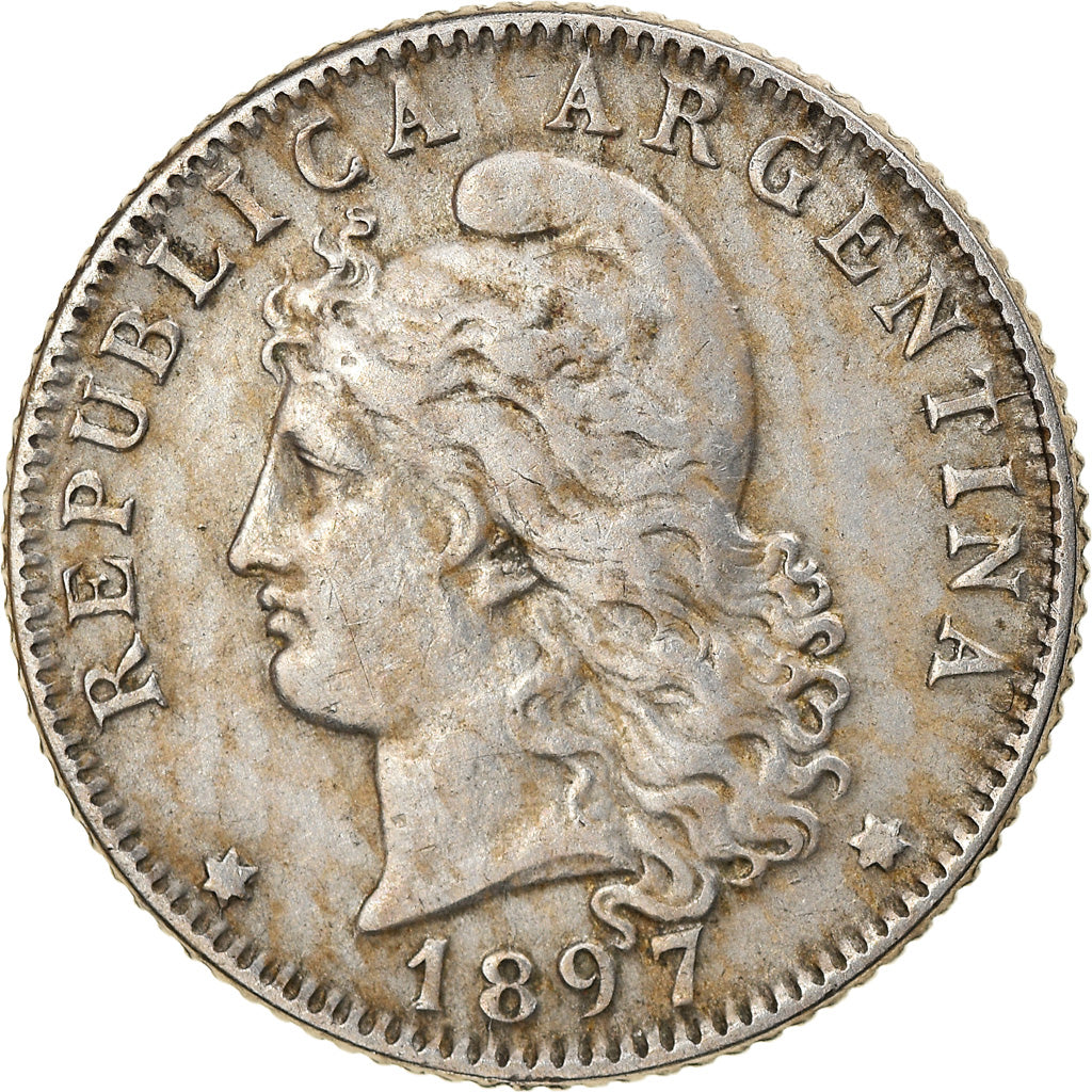 Coin, Argentina, 20 Centavos, 1897, EF(40-45), Copper-nickel, KM:36