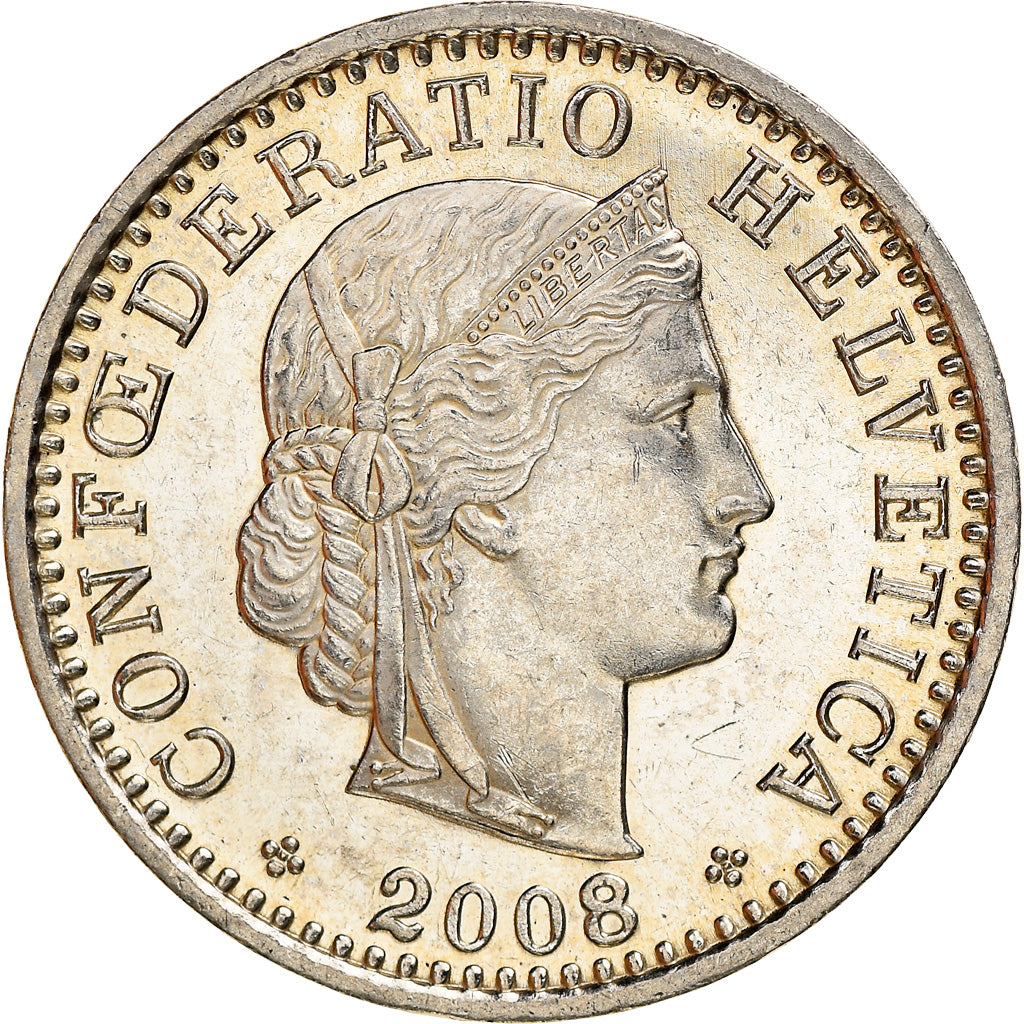 Münze, Schweiz, 20 Rappen, 2008, Bern, VZ, Copper-nickel, KM:29a