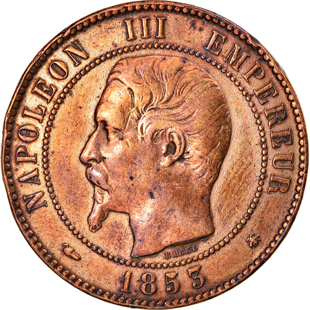 Coin, France, 10 Centimes, 1853, Strasbourg, VF(30-35), Bronze, KM:771.3