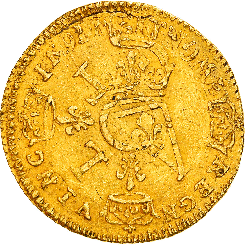 Moneta, Francja, Louis XIV, Louis d'or aux 4 L, 1693, VF(30-35)
