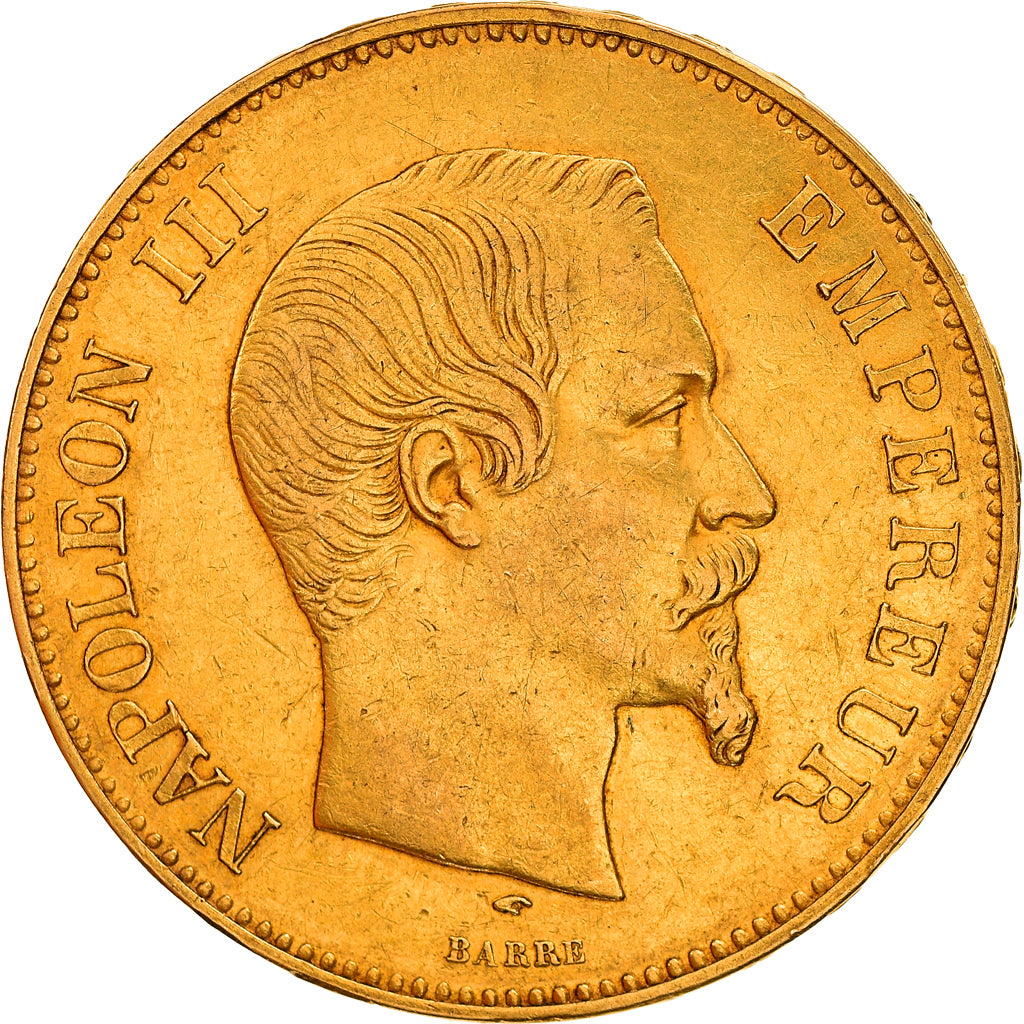 Moneta, Francia, Napoleon III, 100 Francs, 1857, Paris, BB, Oro, KM:786.1
