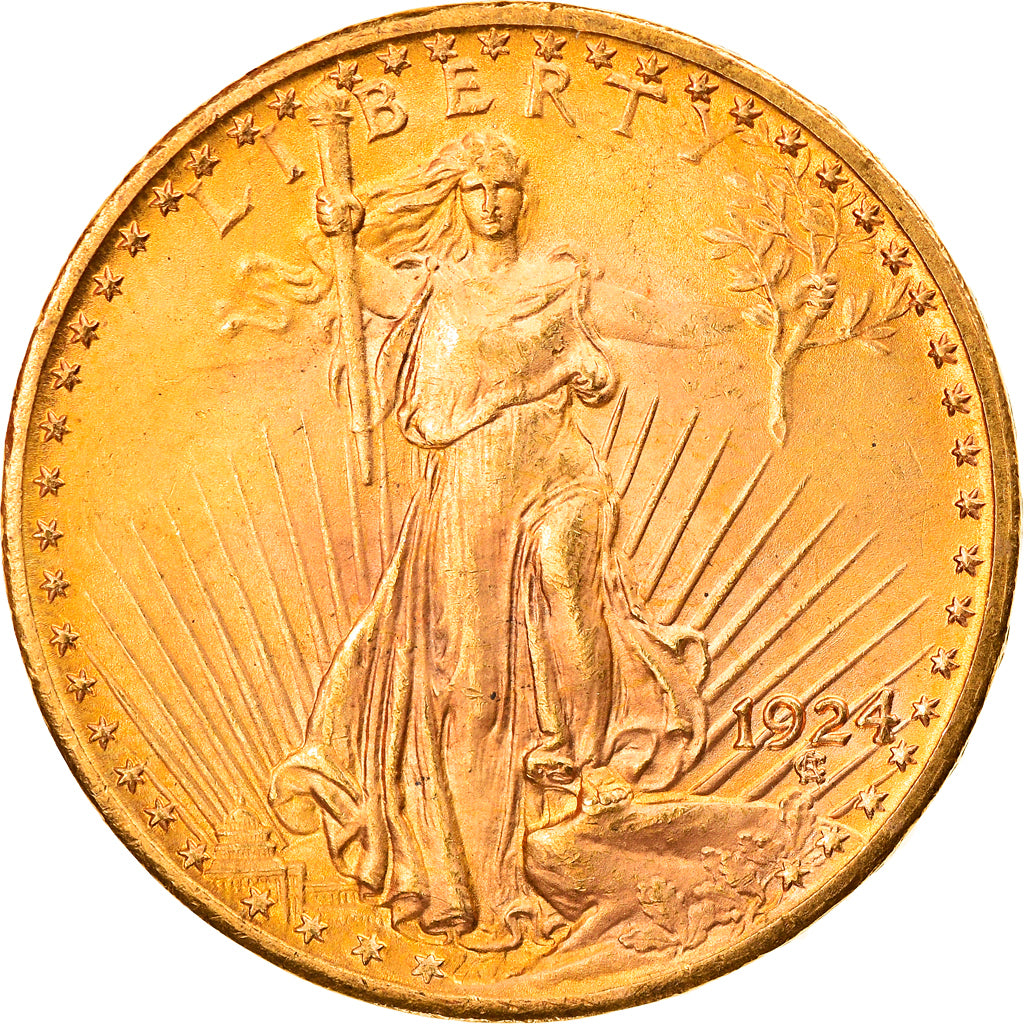 Munten, Verenigde Staten, Saint-Gaudens, 20 Dollars, 1924, Philadelphia, ZF+