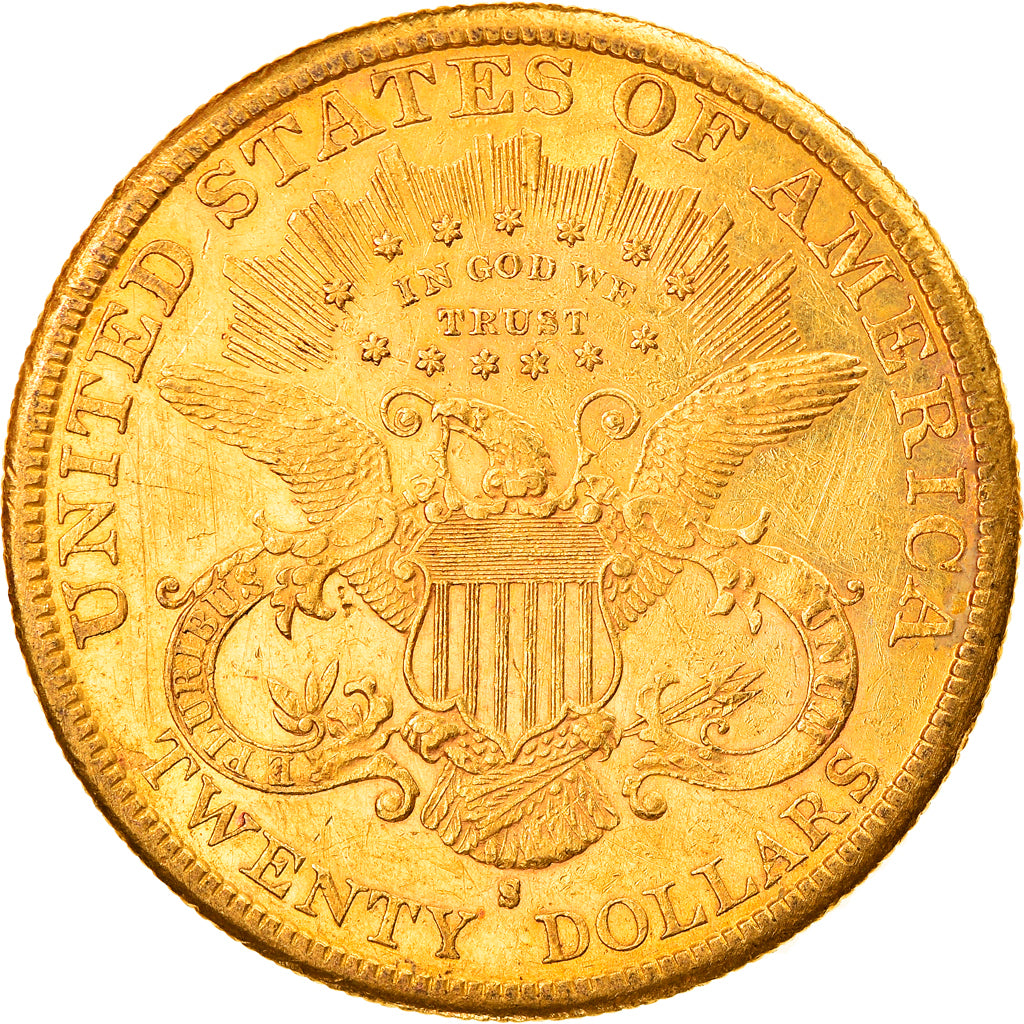 Coin, United States, Coronet Head, $20,1882, San Francisco, AU(50-53)