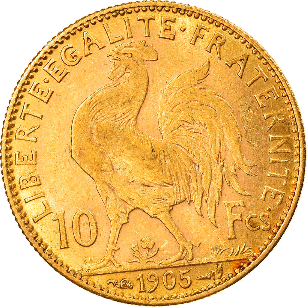 Moneda, Francia, Marianne, 10 Francs, 1905, Paris, MBC, Oro, KM:846