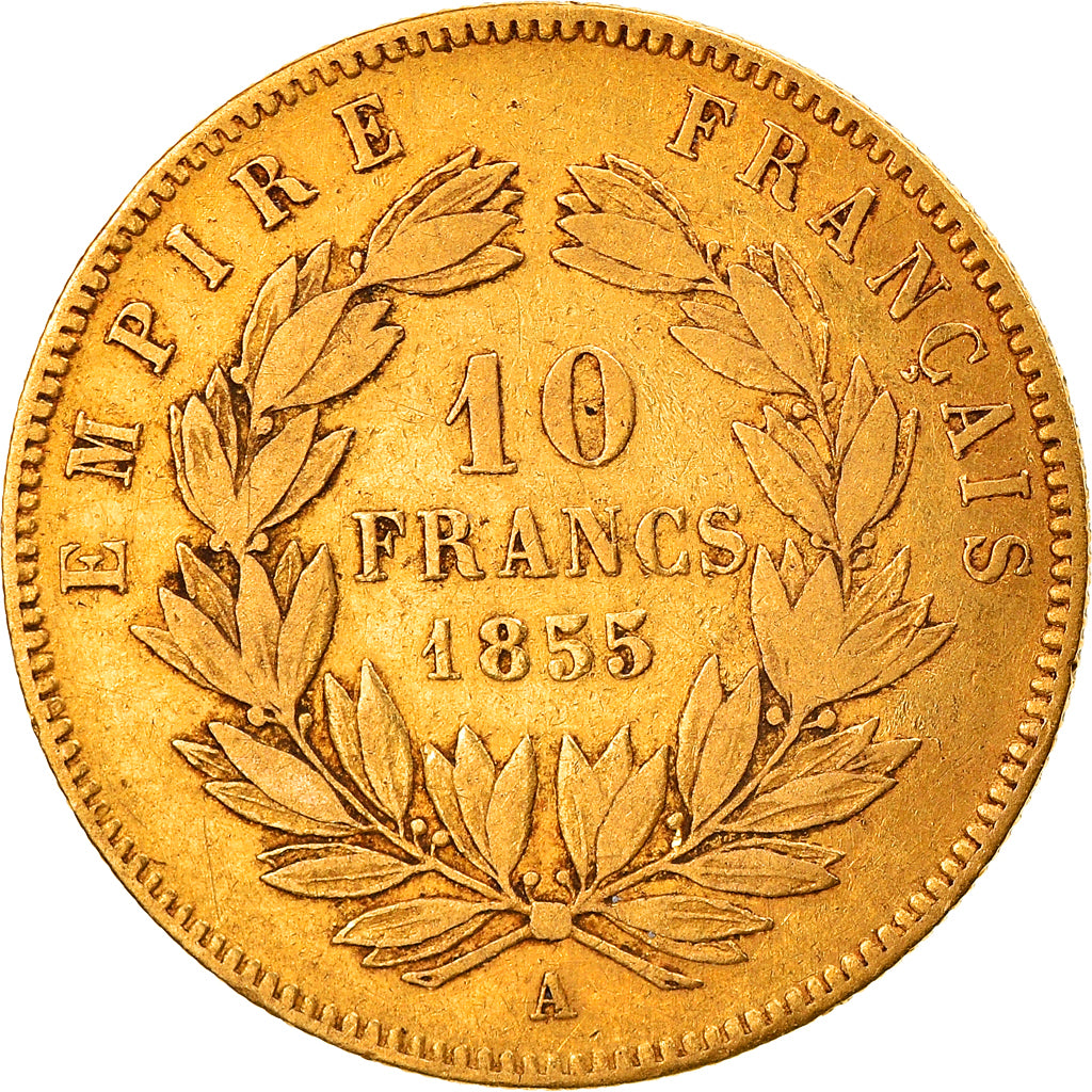 Coin, France, Napoleon III, 10 Francs, 1855, Paris, EF(40-45), Gold, KM:784.3