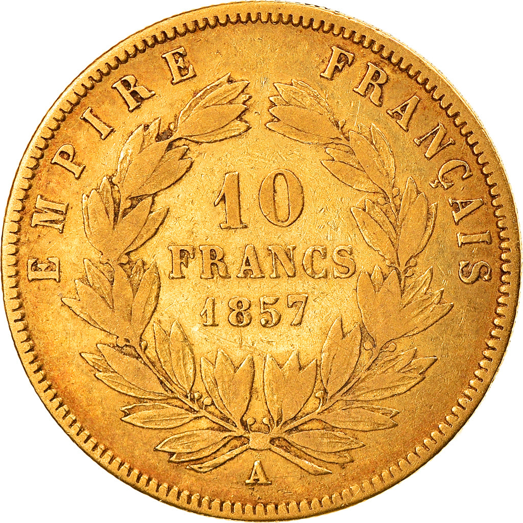 Munten, Frankrijk, Napoleon III, 10 Francs, 1857, Paris, FR+, Goud, KM:784.3