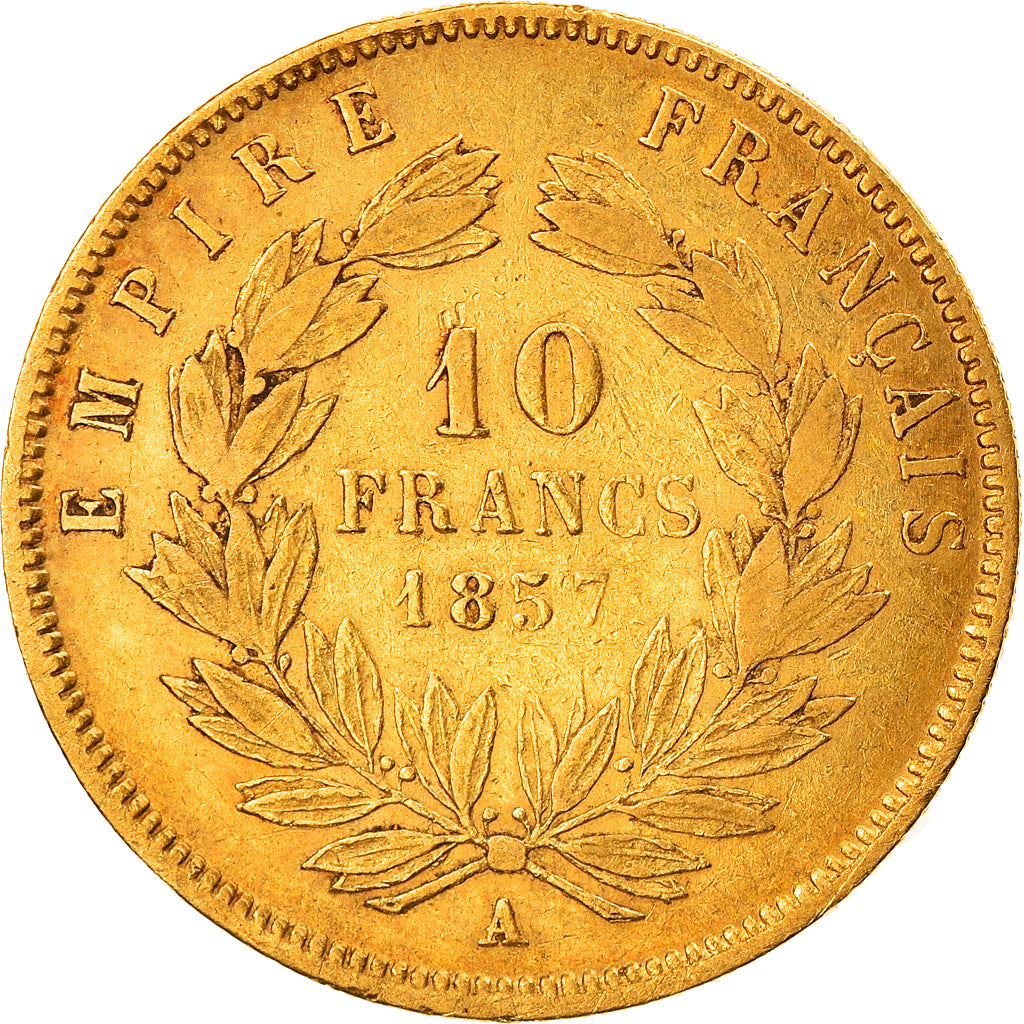 Moeda, França, Napoleon III, 10 Francs, 1857, Paris, VF(30-35), Dourado