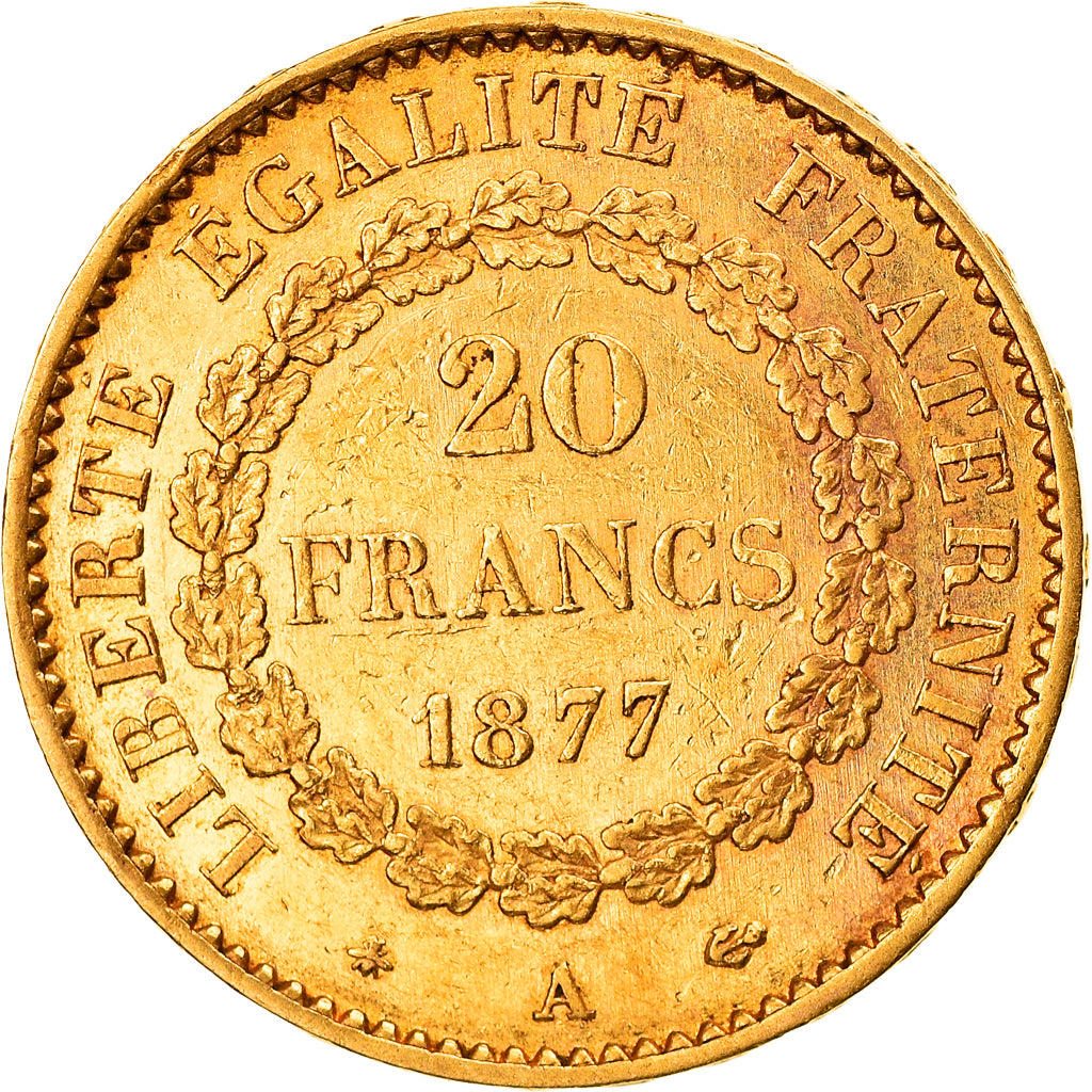 Coin, France, Génie, 20 Francs, 1877, Paris, AU(50-53), Gold, KM:825
