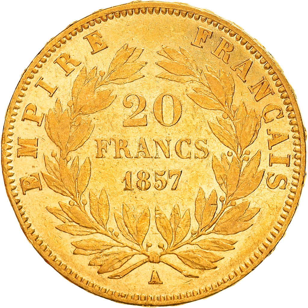 Coin, France, Napoleon III, 20 Francs, 1857, Paris, AU(50-53), Gold, KM:781.1