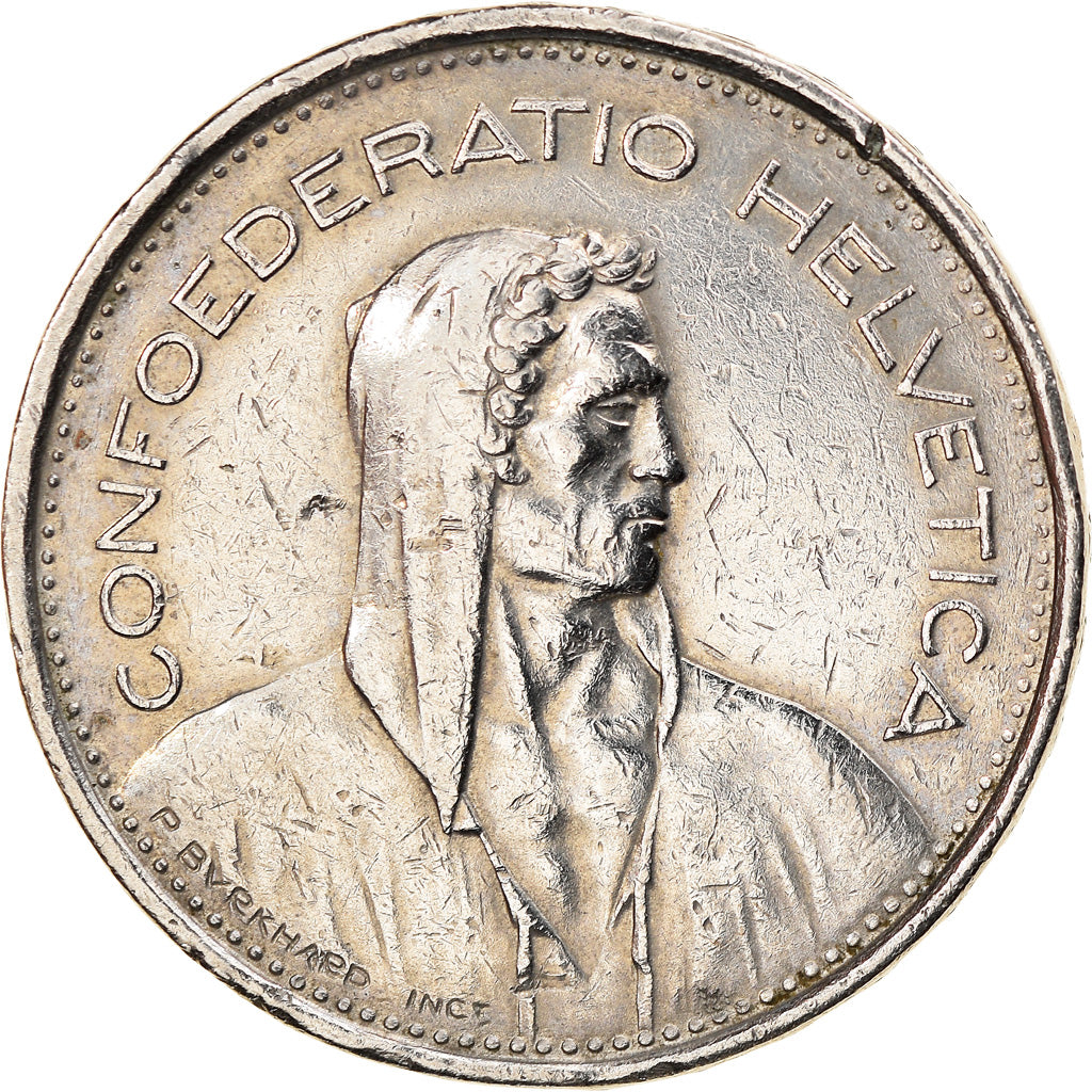 Coin, Switzerland, 5 Francs, 1975, Bern, VF(30-35), Copper-nickel, KM:40a.1