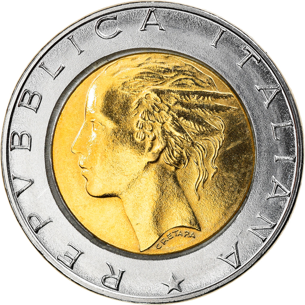 Coin, Italy, 500 Lire, 1989, Rome, MS(60-62), Bi-Metallic, KM:111