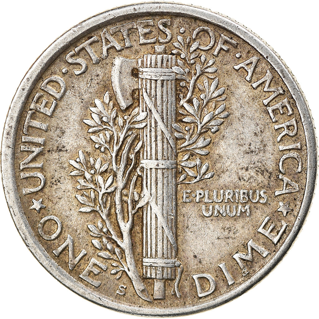 Coin, United States, Mercury Dime, 1917, San Francisco, EF(40-45), Silver