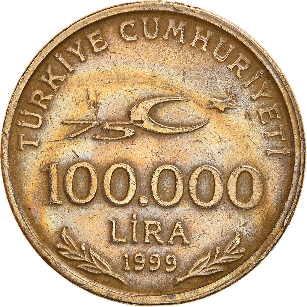 Münze, Türkei, 100000 Lira, 100 Bin Lira, 1999, Istanbul, SS, Nickel-brass