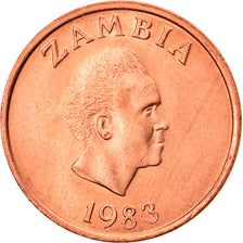 Coin, Zambia, Ngwee, 1983, British Royal Mint, AU(55-58), Copper Clad Steel