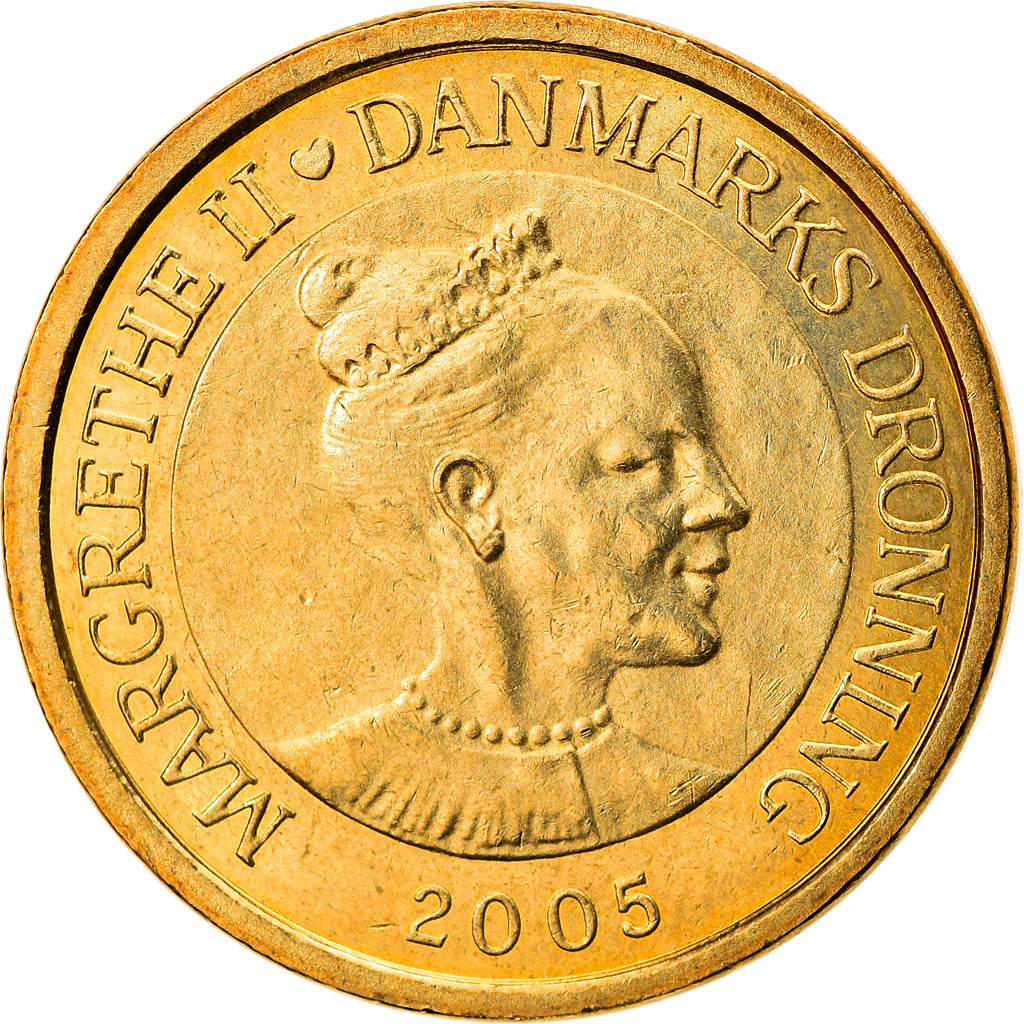 Coin, Denmark, Margrethe II, 10 Kroner, 2005, Copenhagen, AU(55-58)