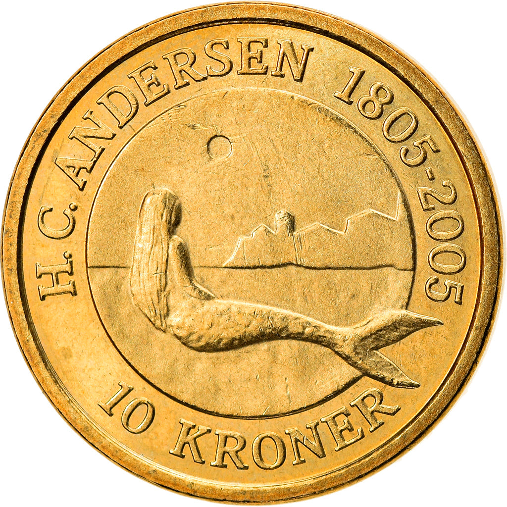 Coin, Denmark, Margrethe II, 10 Kroner, 2005, Copenhagen, AU(55-58)