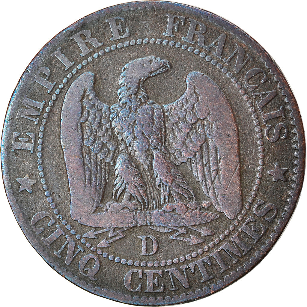 Coin, France, Napoleon III, 5 Centimes, 1855, Lyon, VF(20-25)