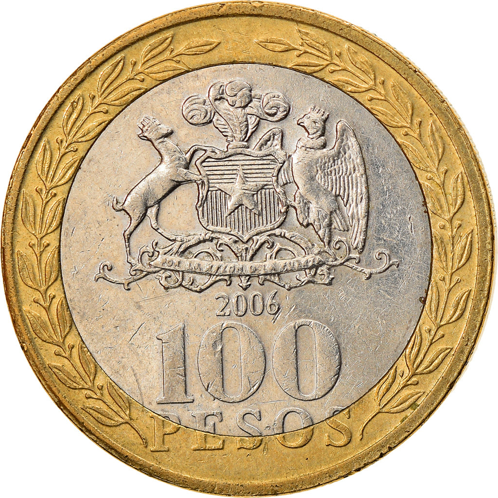 Moneda, Chile, 100 Pesos, 2006, Santiago, MBC+, Bimetálico, KM:236