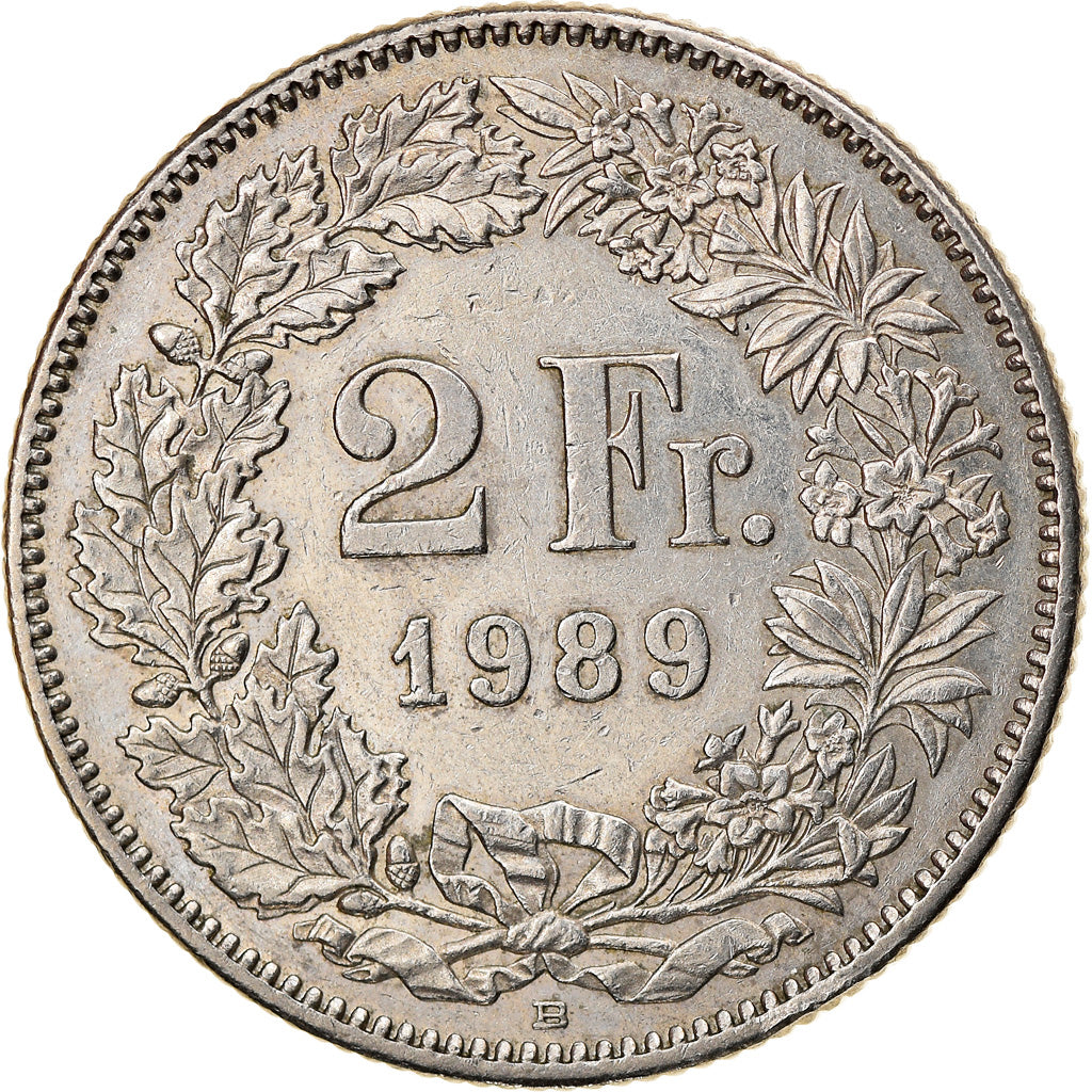 Munten, Zwitserland, 2 Francs, 1989, Bern, ZF+, Copper-nickel, KM:21a.3