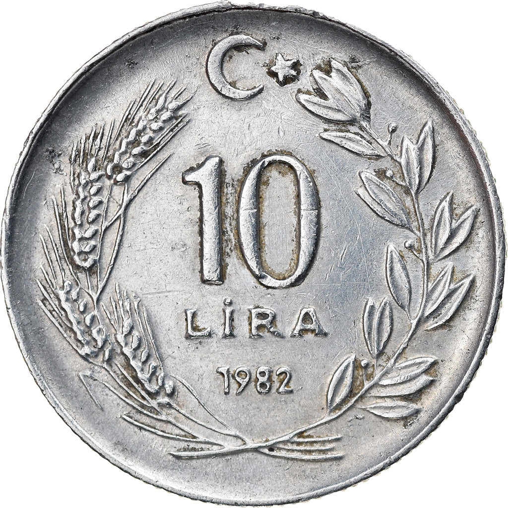 Coin, Turkey, 10 Lira, 1982, AU(50-53), Aluminum, KM:950.1