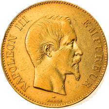 Moneta, Francia, Napoleon III, 100 Francs, 1858, Paris, BB+, Oro, KM:786.1