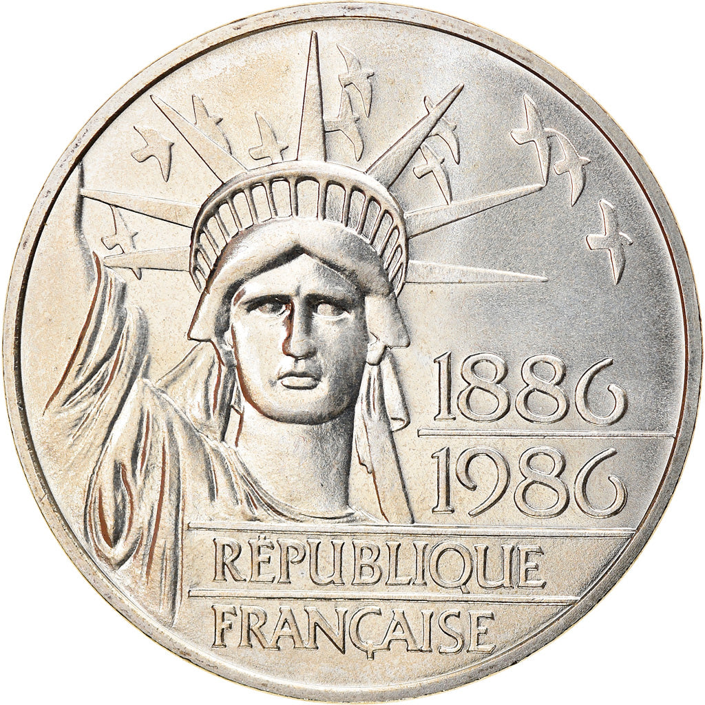 Coin, France, Statue de la Liberté, 100 Francs, 1986, MS(65-70), Silver