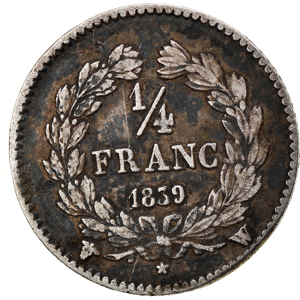Coin, France, Louis-Philippe, 1/4 Franc, 1839, Lille, VF(30-35), Silver