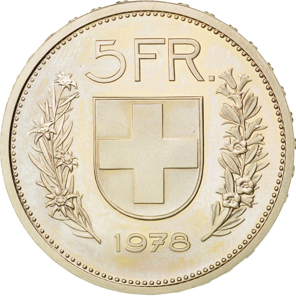 Coin, Switzerland, 5 Francs, 1978, MS(63), Copper-nickel, KM:40a.1