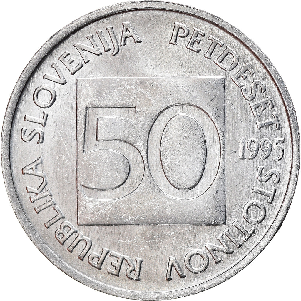 Coin, Slovenia, 50 Stotinov, 1995, AU(55-58), Aluminum, KM:3