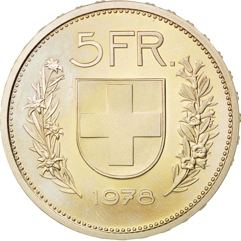 SWITZERLAND, 5 Francs, 1978, Bern, KM #40a.1, MS(63), Copper-Nickel, 31.45,...