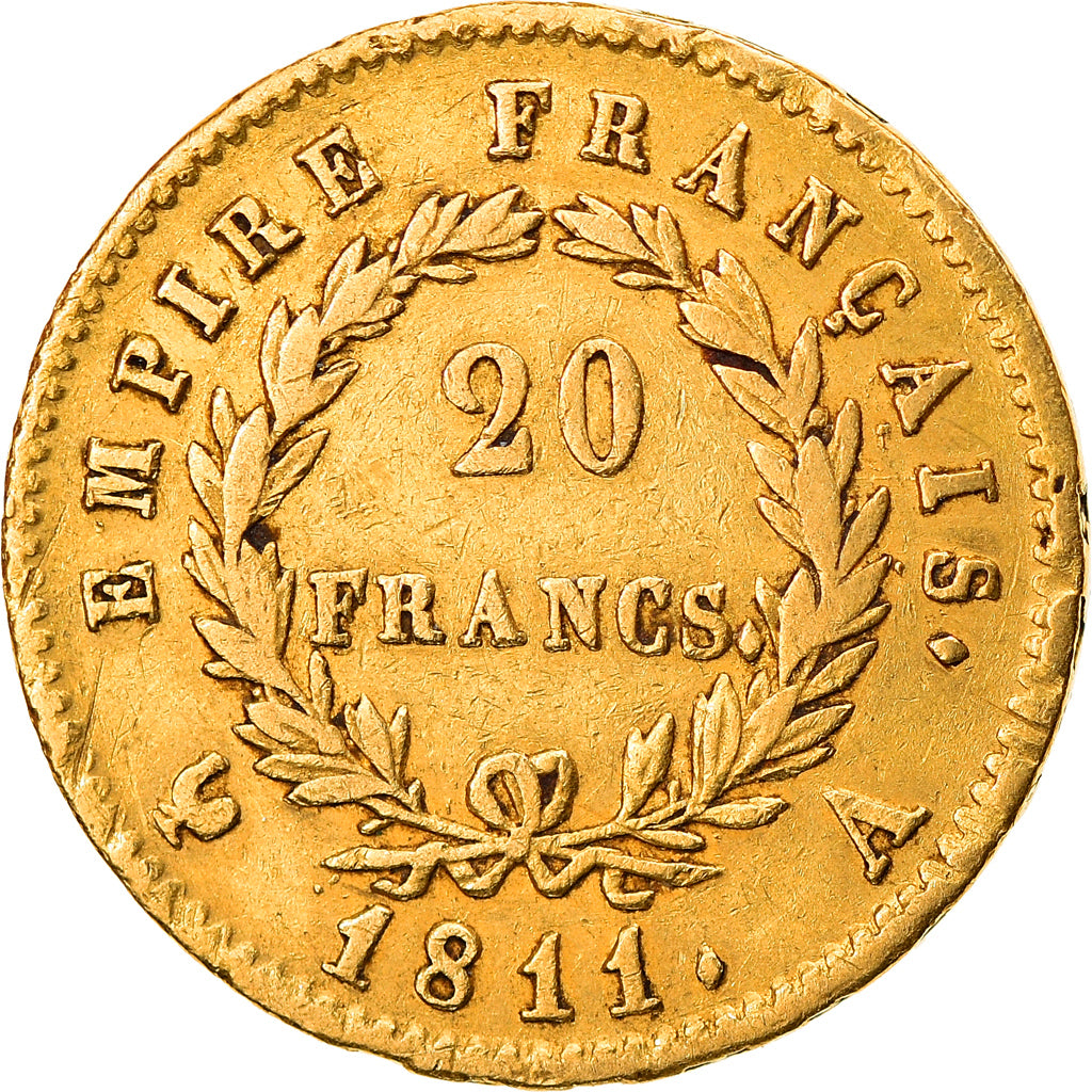Moneda, Francia, Napoléon I, 20 Francs, 1811, Paris, BC+, Oro, KM:695.1
