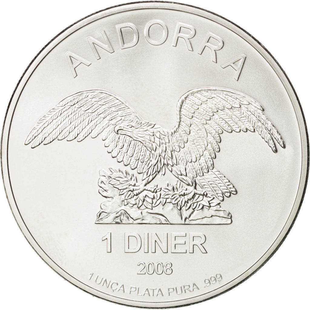Moneda, Andorra, Diner, 2008, SC, Plata, KM:268