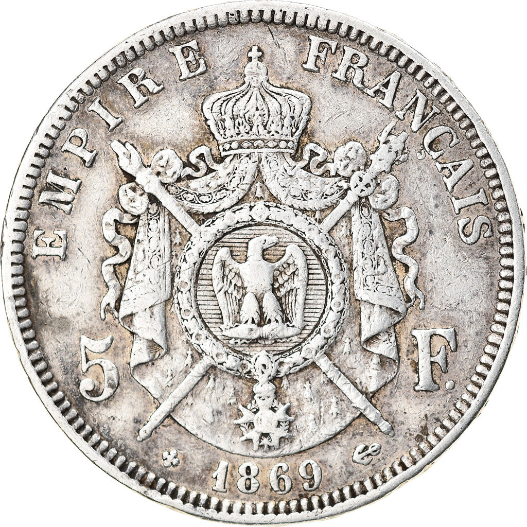 Coin, France, Napoleon III, 5 Francs, 1869, Strasbourg, VF(30-35), Silver