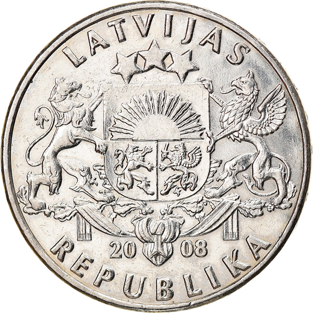 Coin, Latvia, Lats, 2008, AU(50-53), Copper-nickel, KM:12