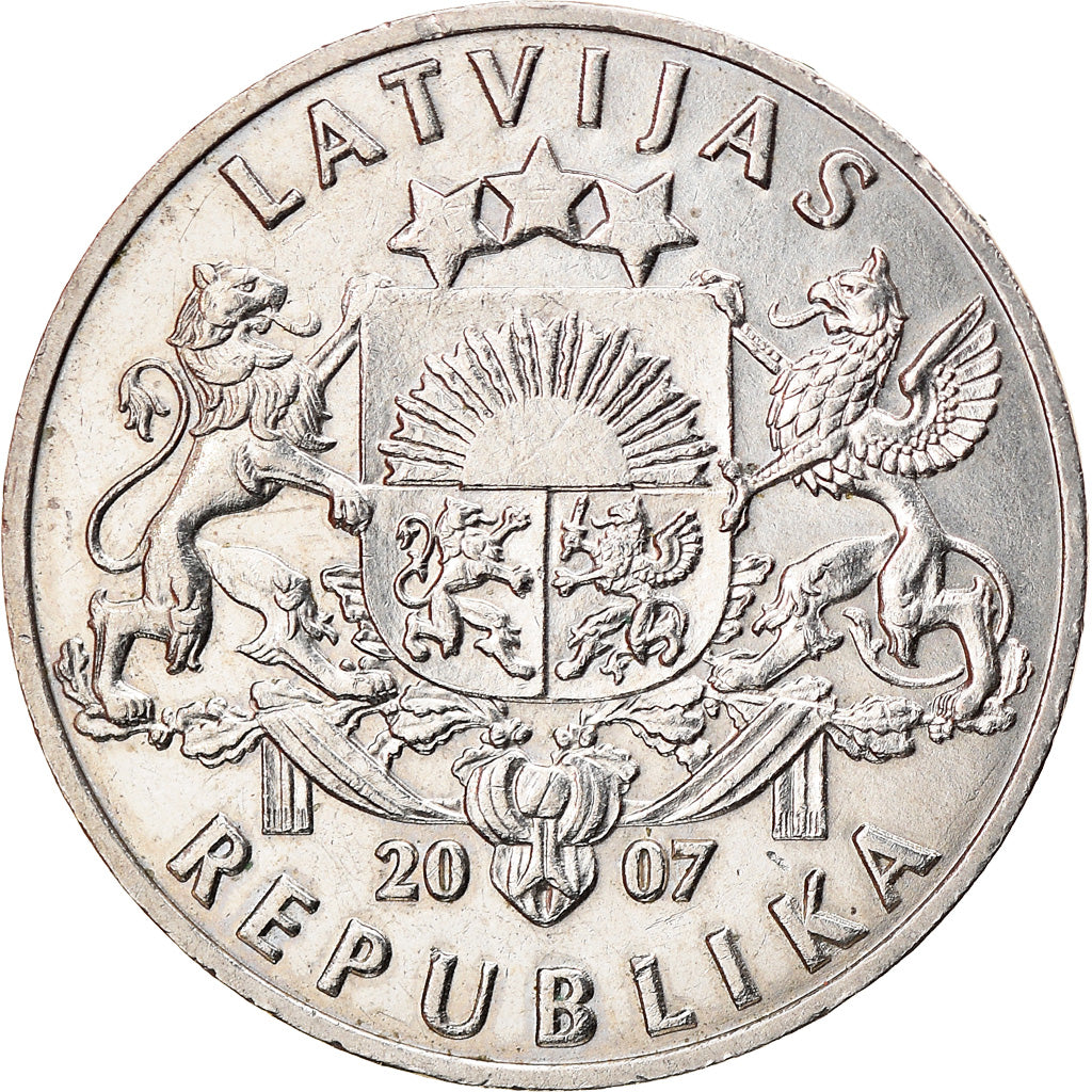 Coin, Latvia, Lats, 2007, AU(50-53), Copper-nickel, KM:12