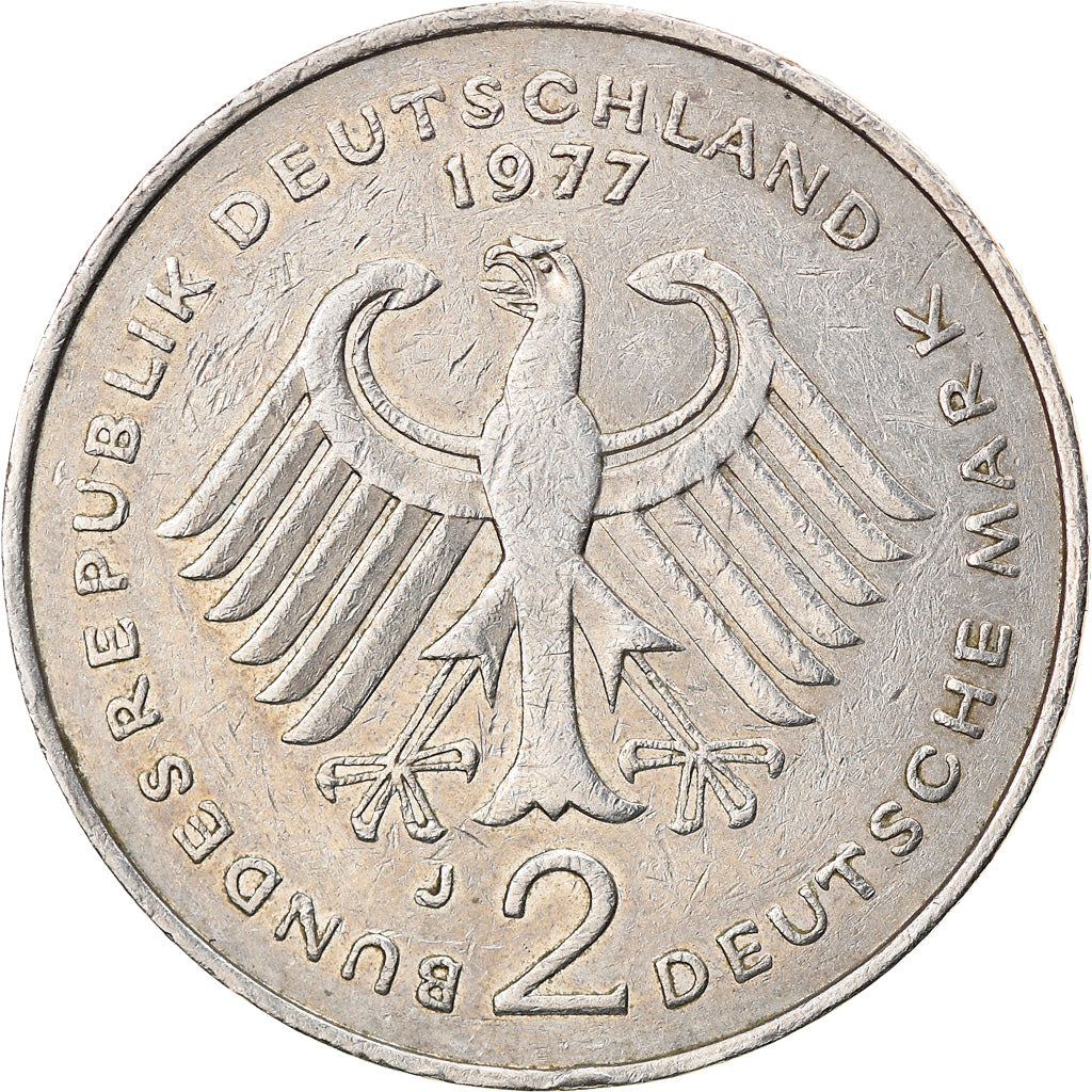 Coin, GERMANY - FEDERAL REPUBLIC, 2 Mark, 1977, Hamburg, EF(40-45)