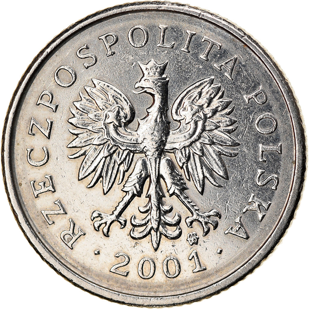 Moeda, Polónia, 20 Groszy, 2001, Warsaw, AU(55-58), Cobre-níquel, KM:280