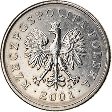 Moeda, Polónia, 20 Groszy, 2001, Warsaw, AU(55-58), Cobre-níquel, KM:280