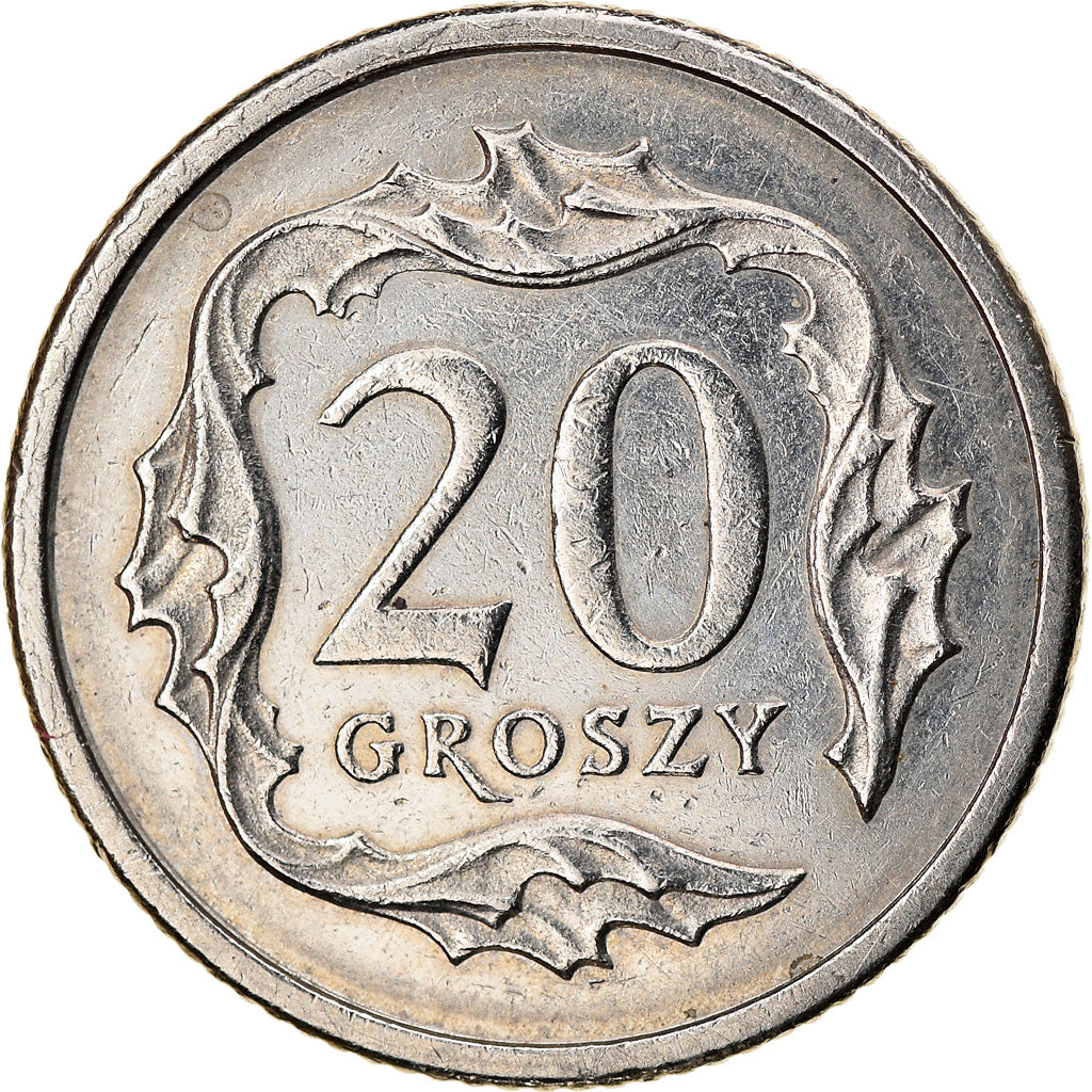Moeda, Polónia, 20 Groszy, 2001, Warsaw, AU(55-58), Cobre-níquel, KM:280