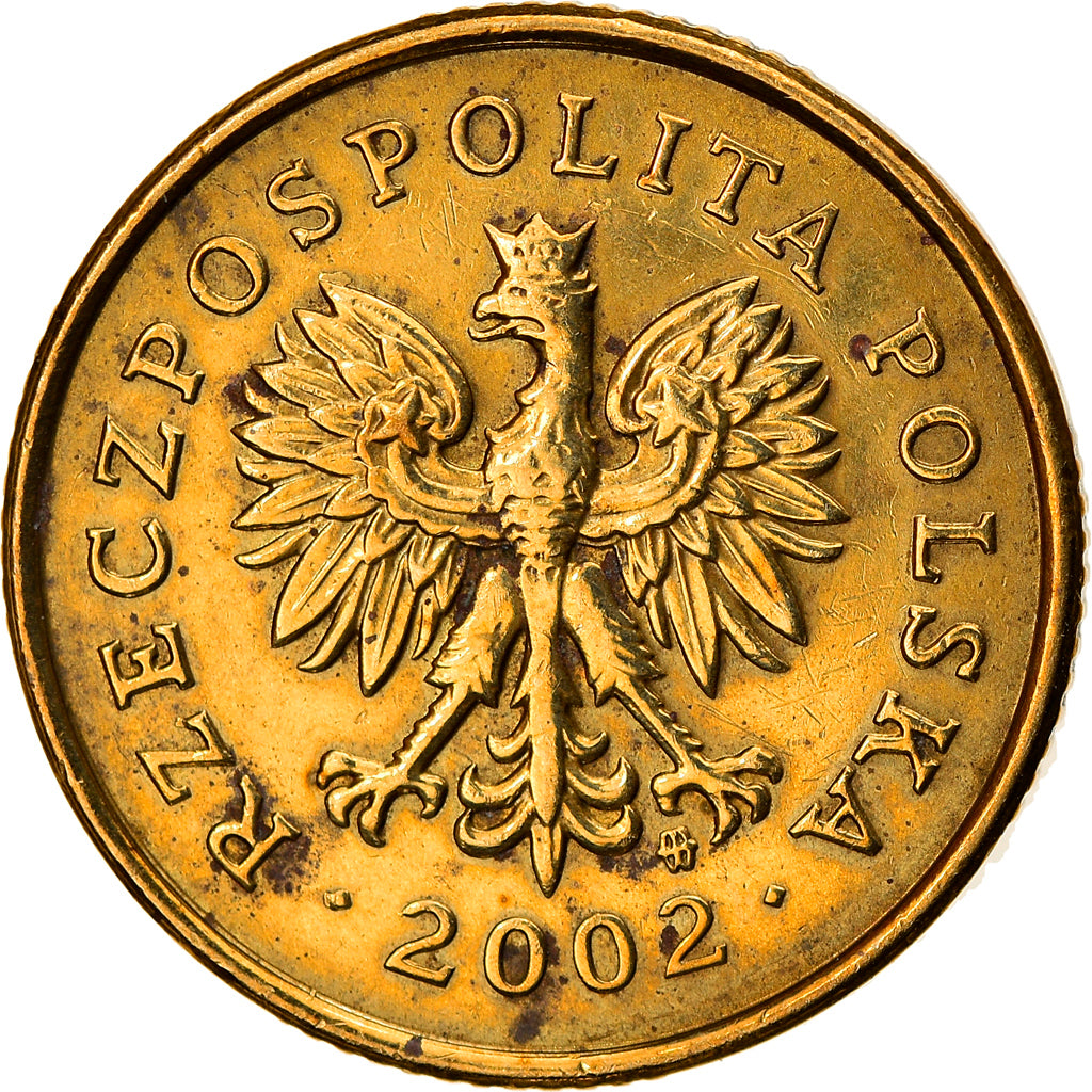 Coin, Poland, 5 Groszy, 2002, Warsaw, AU(50-53), Brass, KM:278