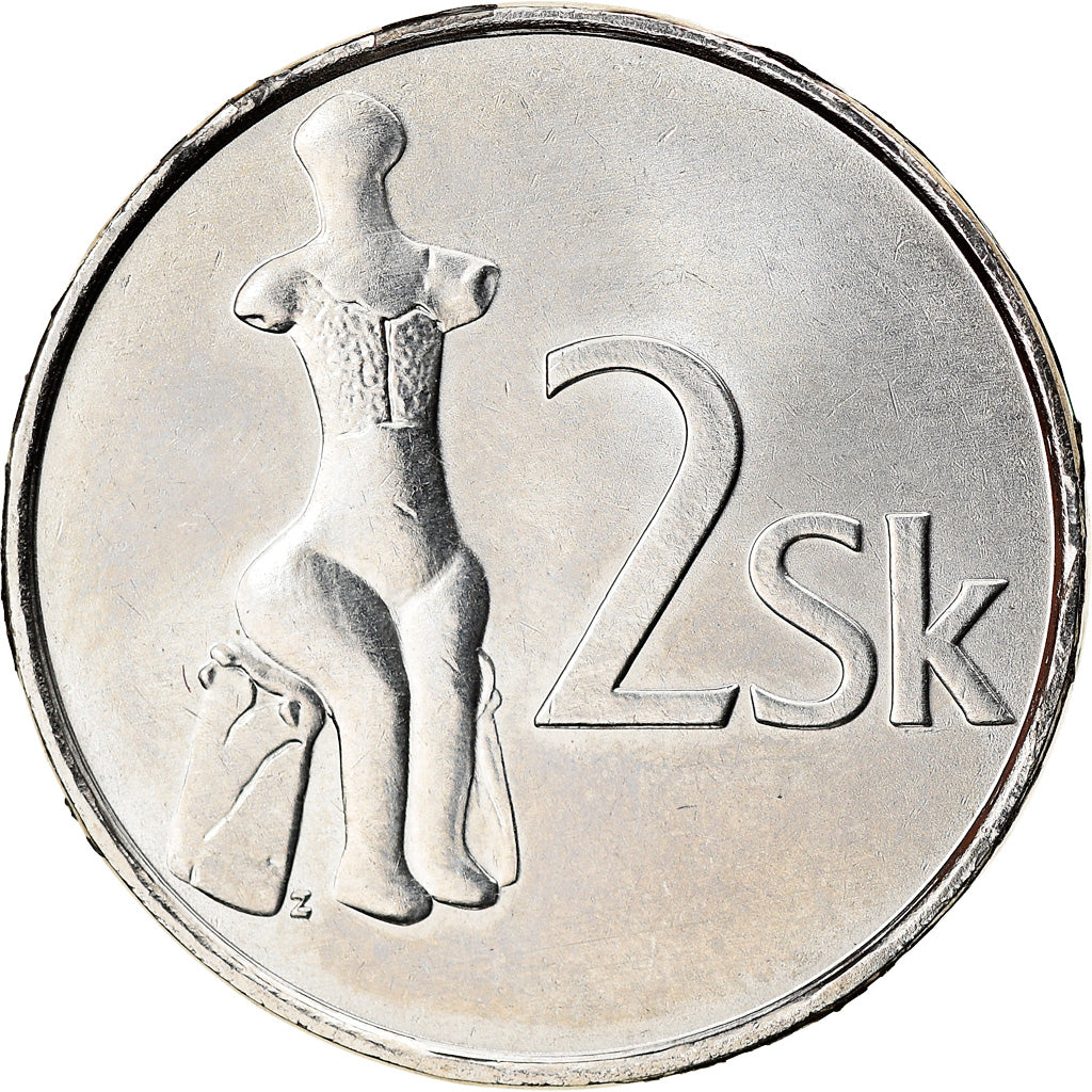 Coin, Slovakia, 2 Koruna, 2007, Kremnica, AU(55-58), Nickel plated steel, KM:13