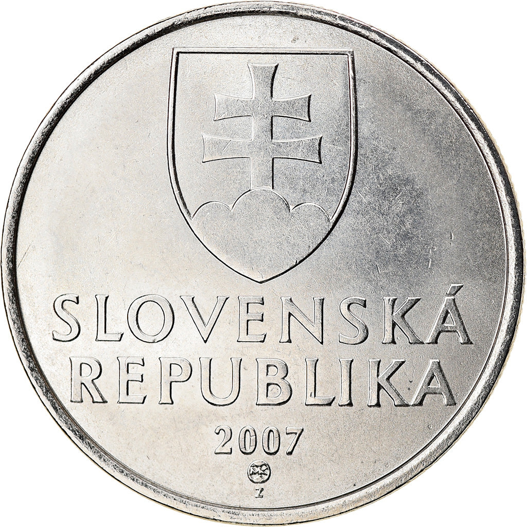 Munten, Slowakije, 5 Koruna, 2007, Kremnica, PR, Nickel plated steel, KM:14