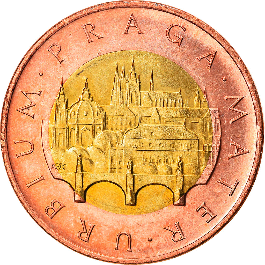 Coin, Czech Republic, 50 Korun, 1993, AU(55-58), Bi-Metallic, KM:1